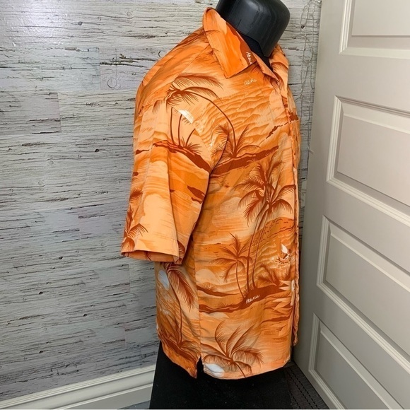 Maui Hawaii Vintage Orange Tropical Sunset Casual Button up Shirt Short Sleeve S - Picture 4 of 10